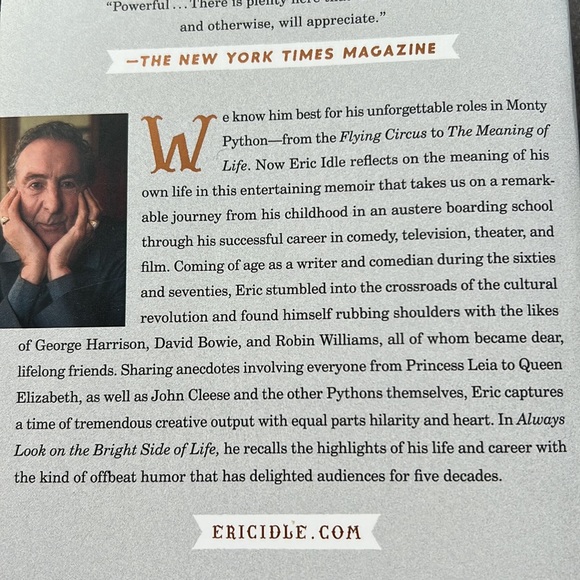 4/$20 Memoir - Always Look on the Bright Side by Eric Idle - Picture 4 of 4